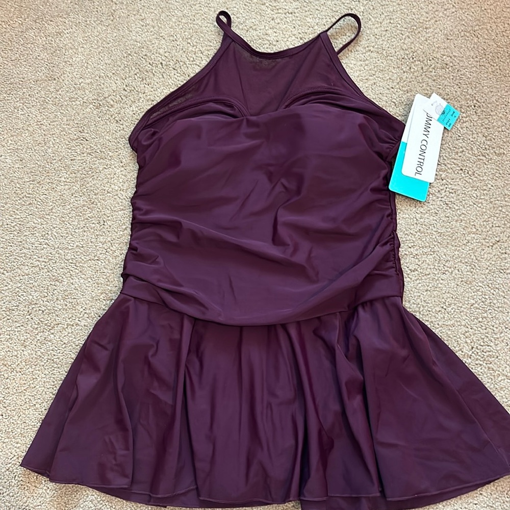 Sea & Sand plum skirted swim dress NWT